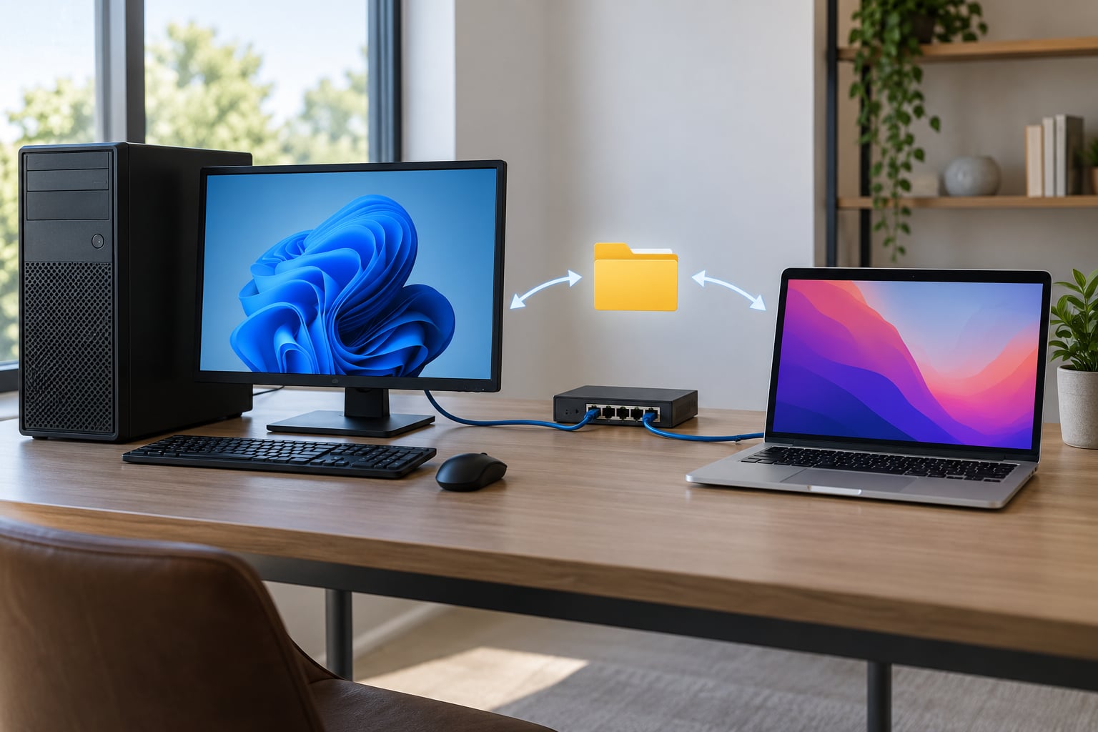 how to transfer files between mac and windows on the same network