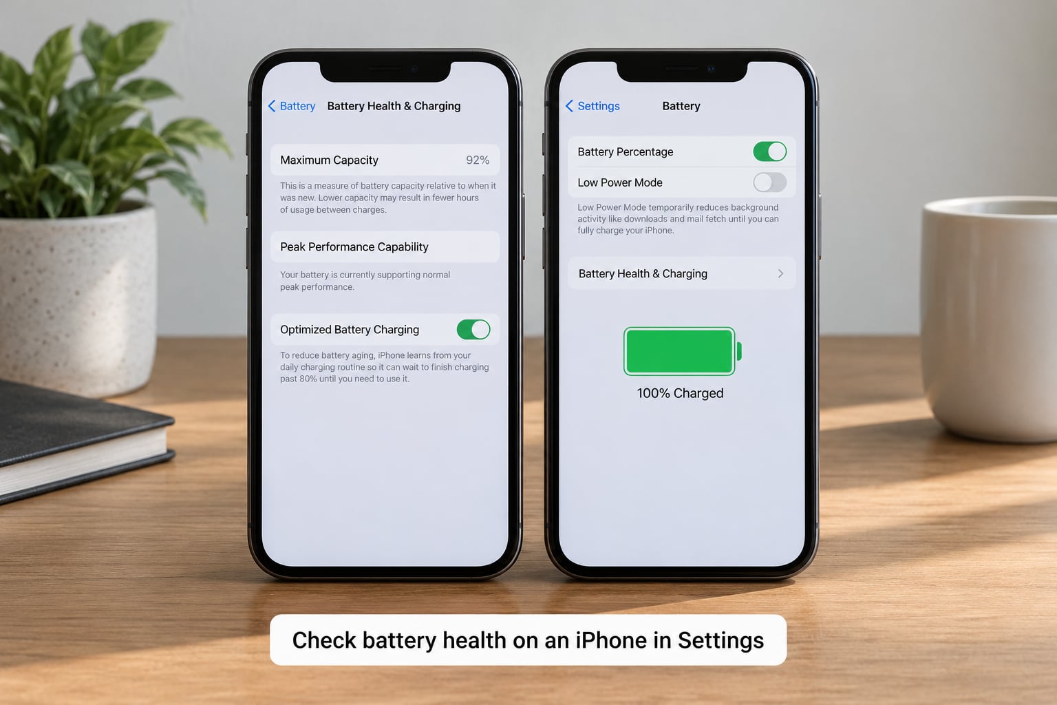 Check battery health on an iPhone in Settings