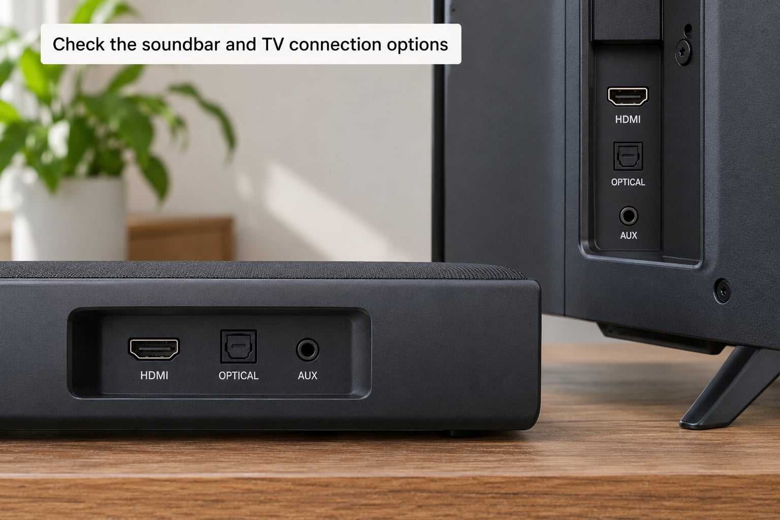 Check the soundbar and TV connection options