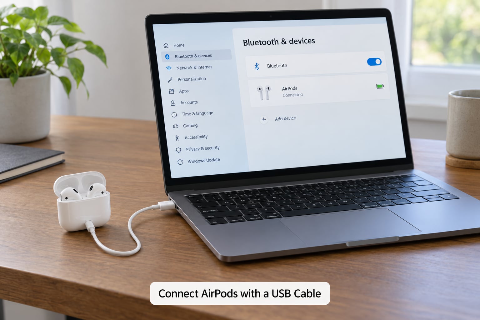 Connect AirPods with a USB Cable