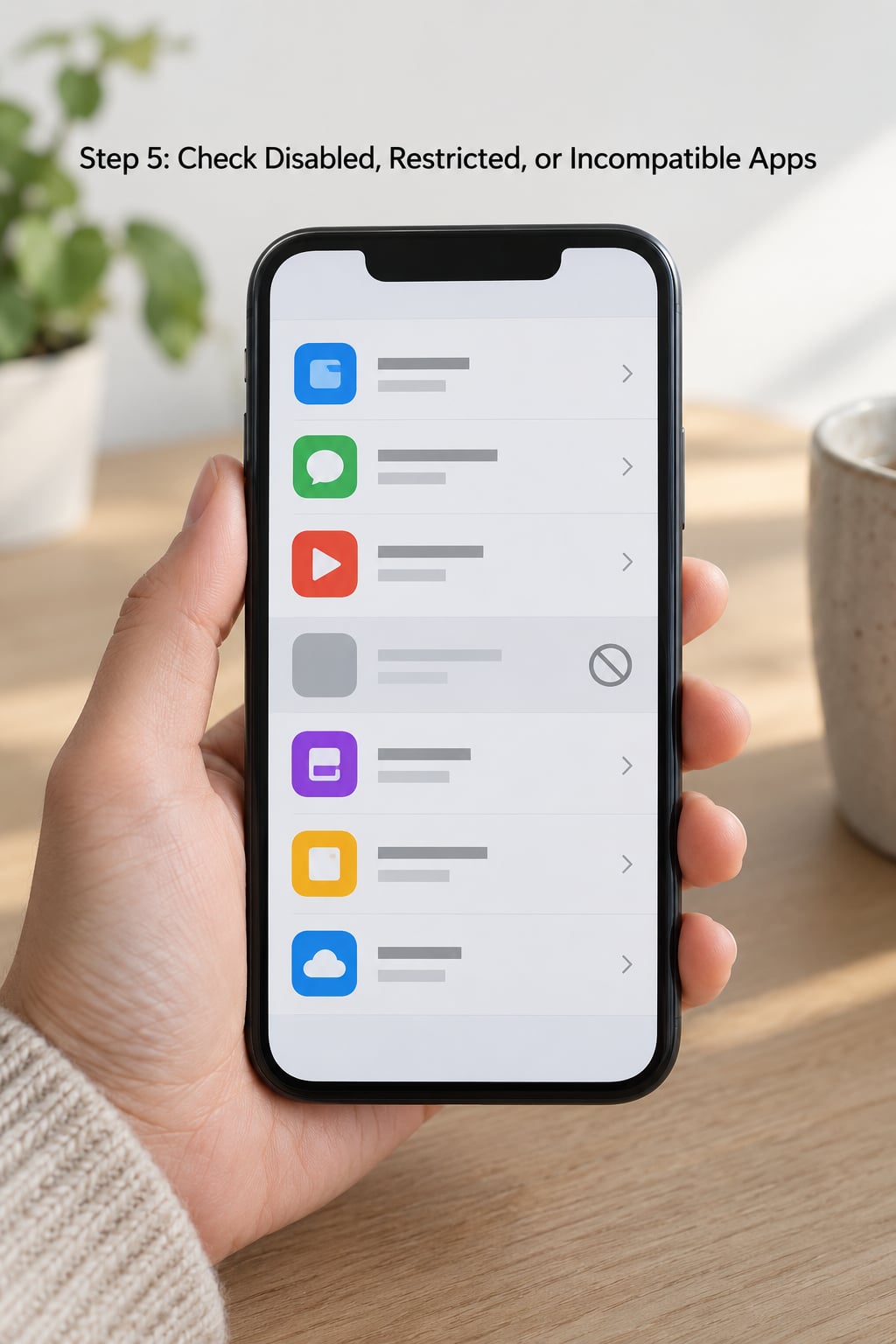 Step 5: Check Disabled, Restricted, or Incompatible Apps