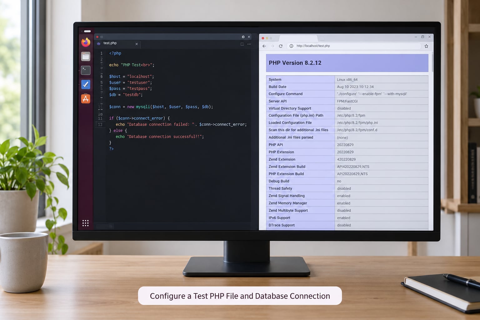 Configure a Test PHP File and Database Connection