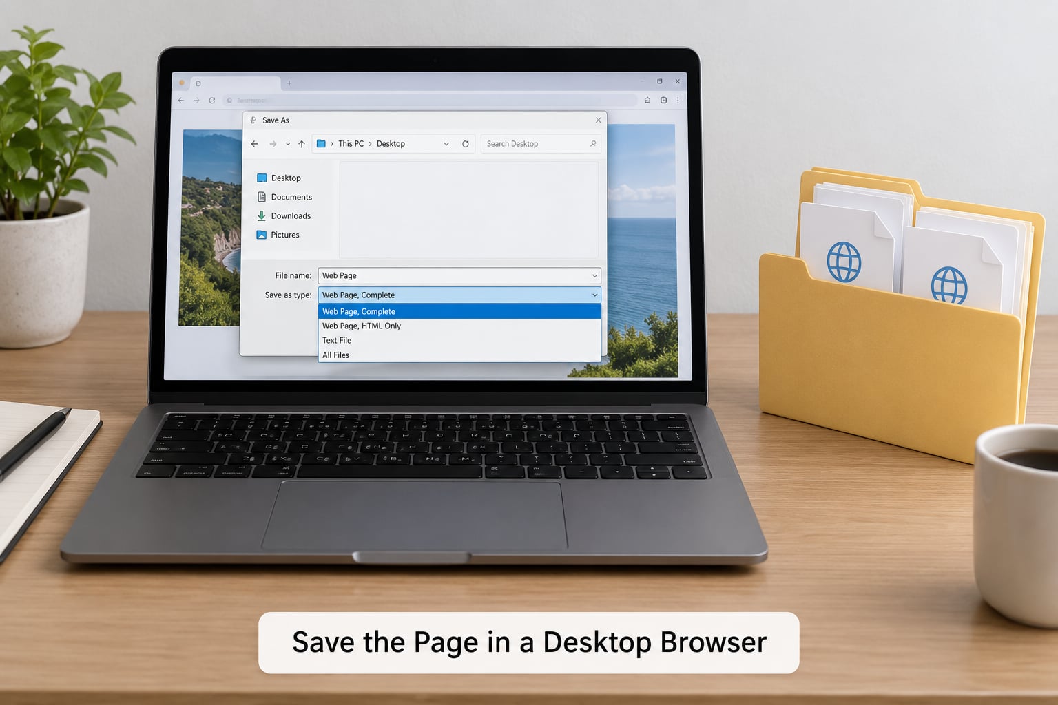Save the Page in a Desktop Browser