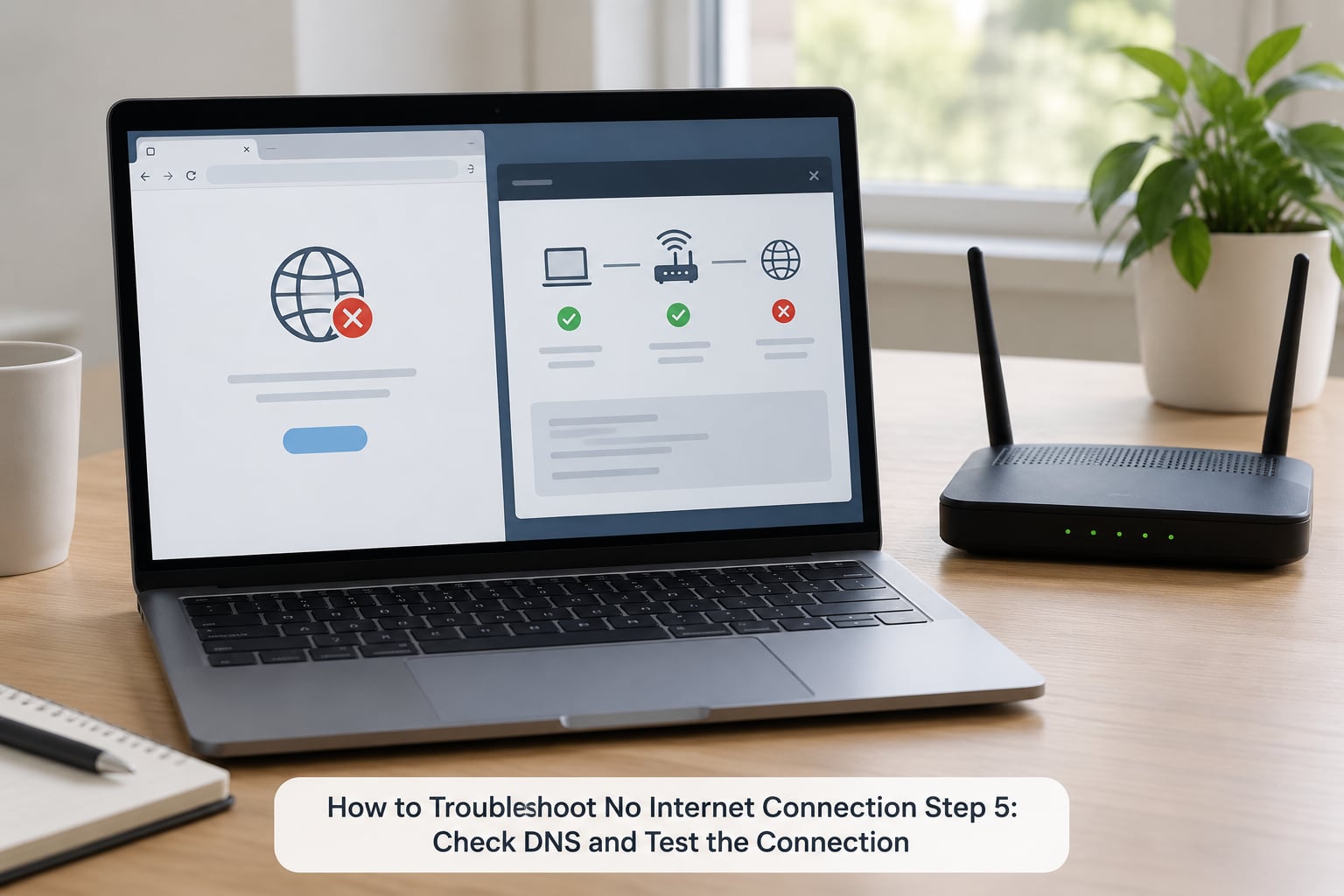 How to Troubleshoot No Internet Connection Step 5: Check DNS and Test the Connection